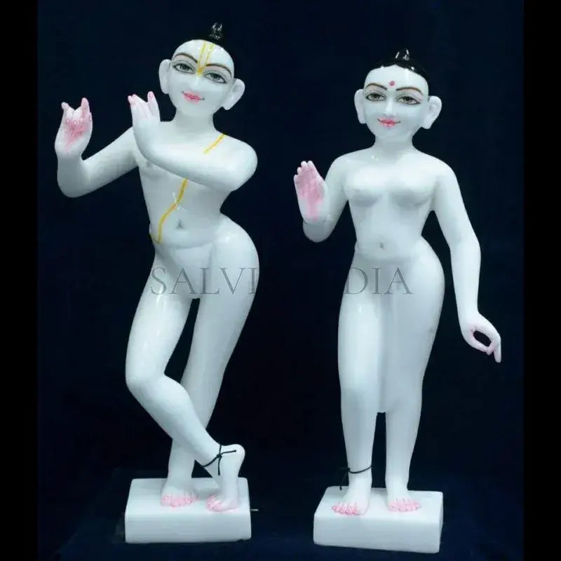 White Marble Radha Krishna Idol for home temple and ISKCON mandir