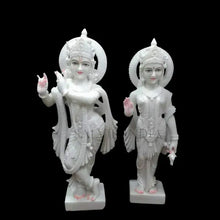 White Radha Krishna Marble Murti with intricate hand-carved details