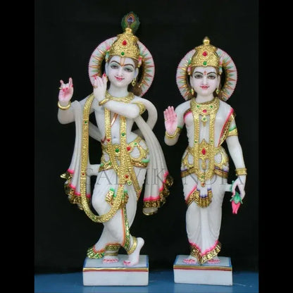 White Marble Radha Krishna Moorti for Home Temple