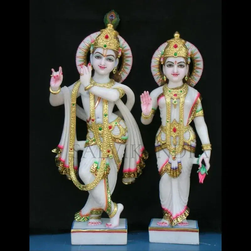 White Marble Radha Krishna Moorti for Home Temple