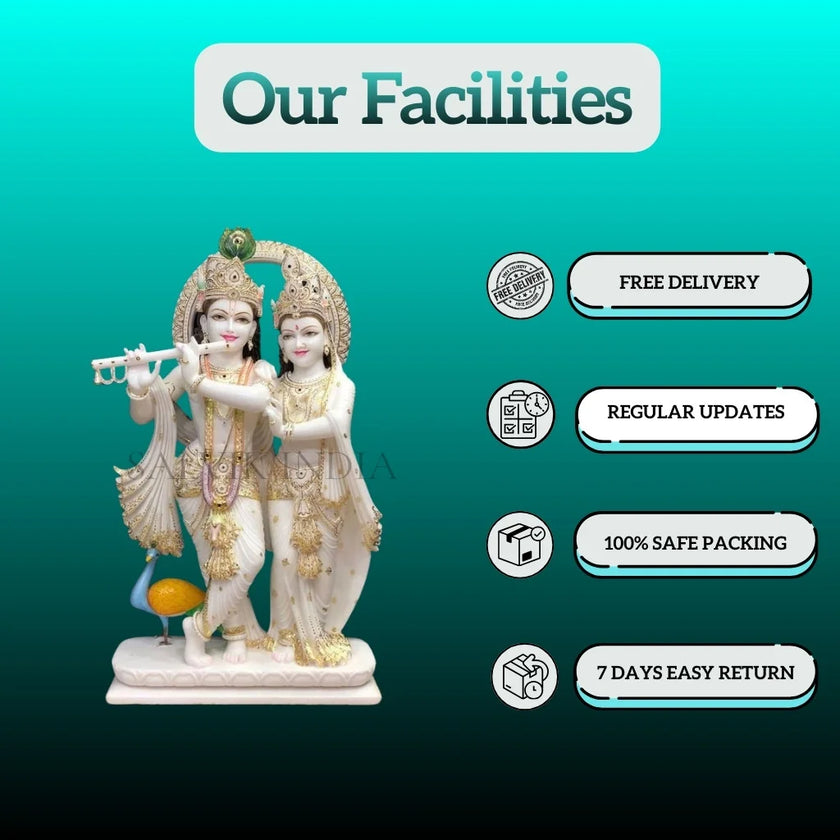 White Marble Radha Krishna Statue