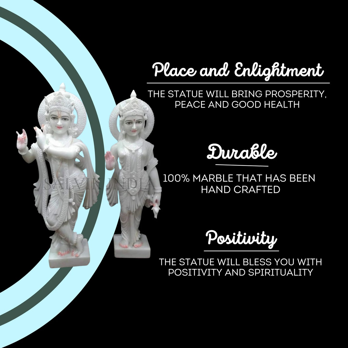 White marble radha Krishna Statue with fine detailing