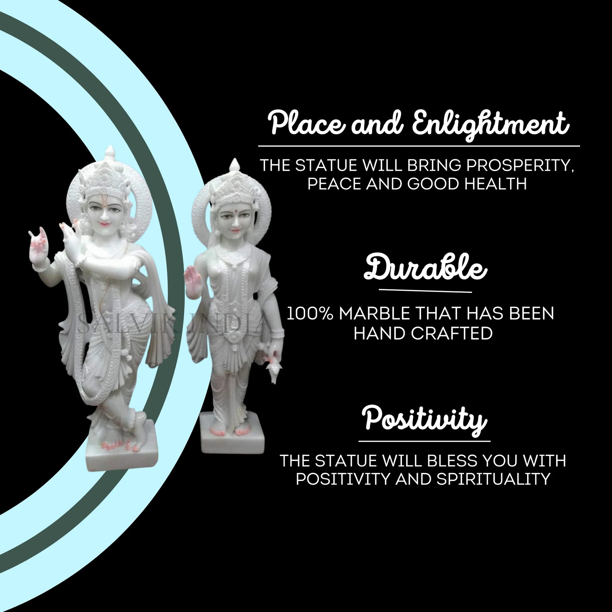 White marble radha Krishna Statue with fine detailing