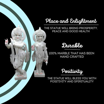 White marble radha Krishna Statue with fine detailing