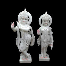 White Marble Radha Krishna Statue – Handcrafted Marble Idol for Home Temple