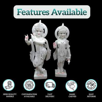 White Marble Radha Krishna Statue – Side View