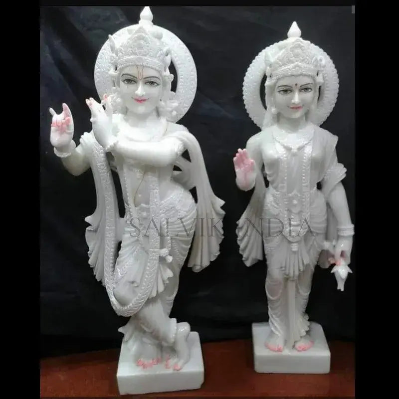 White Marble Radha Krishna Statue for home temple and pooja room