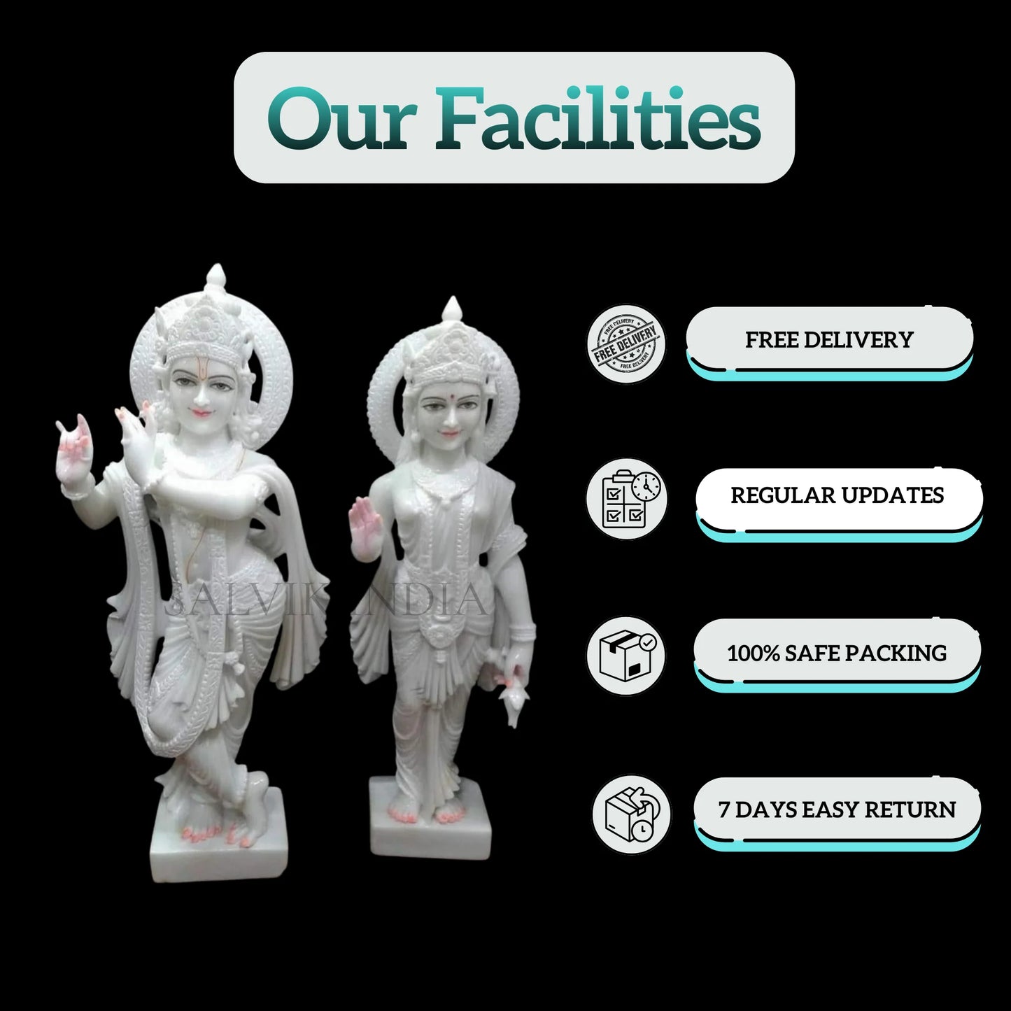 Radha Krishna Marble Murti  – Premium marble finish with artistic detailing