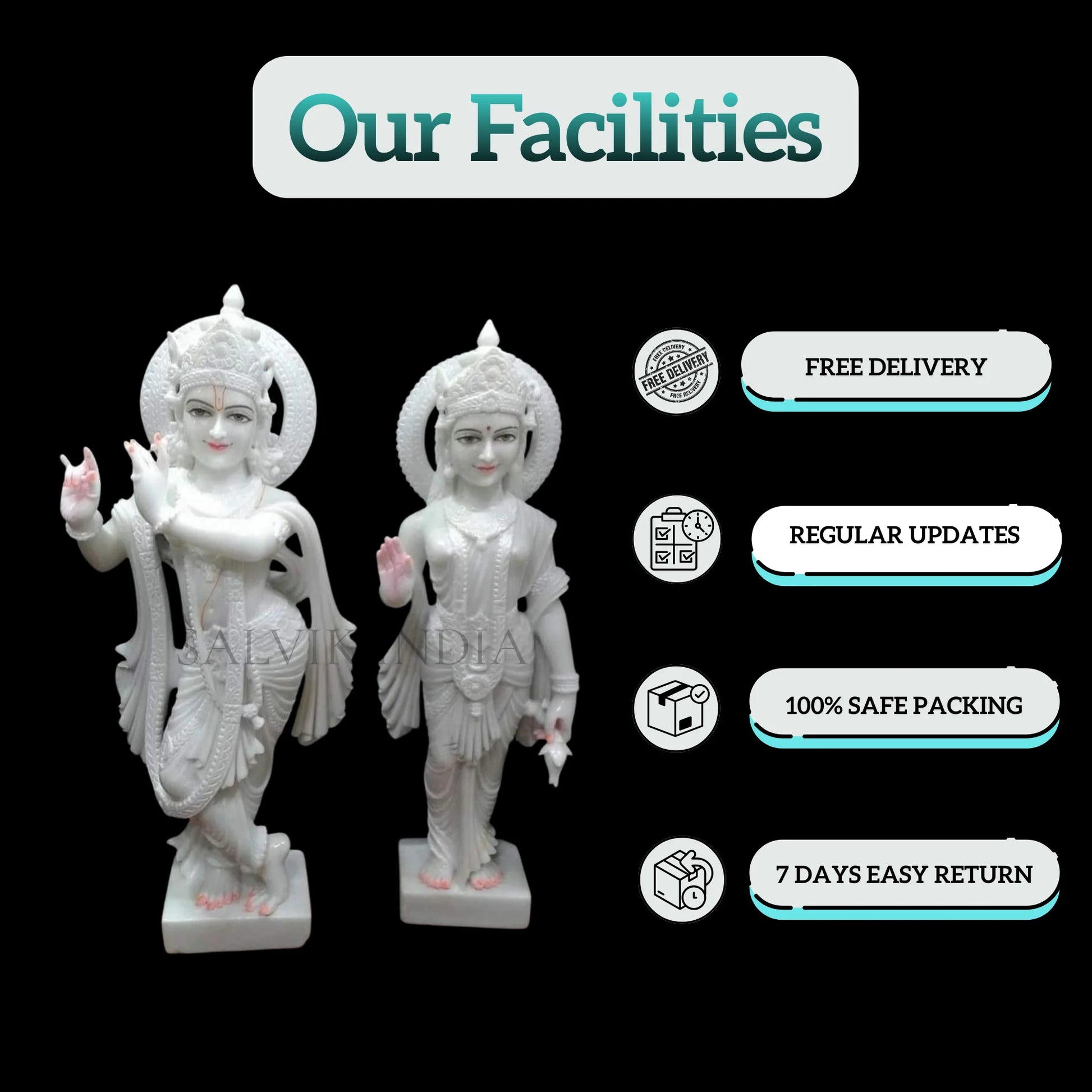Radha Krishna Marble Murti  – Premium marble finish with artistic detailing