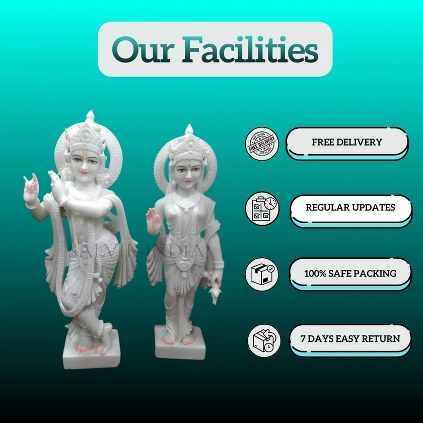 Radha Krishna Marble Murti  – Premium marble finish with artistic detailing
