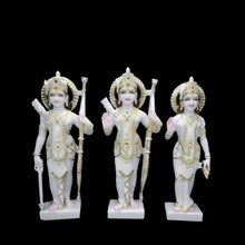 White marble Ram Darbar decorative idol set with painted detailing