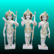 White marble Ram Darbar decorative idol set with painted detailing
