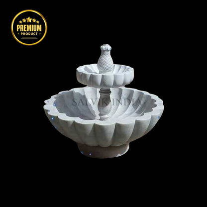 White Marble Round Base Fountain 5ft for garden and outdoor decor