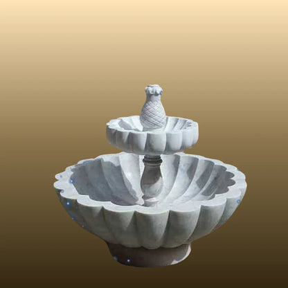 White Marble Round Base Fountain 5ft for garden and outdoor decor