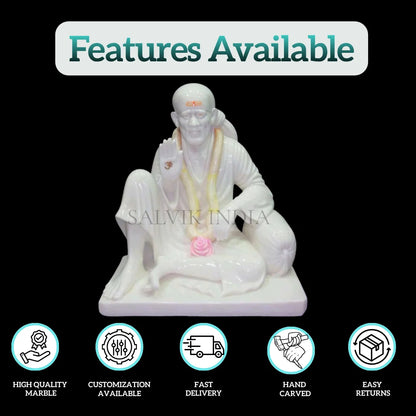 White Marble Sai Baba Murti for Pooja Room & Home Decor