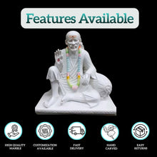 White Marble Sai Baba Statue 2 Feet for Home Temple Decoration