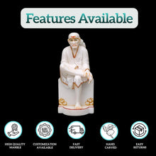 Hand-carved Sai Baba Marble statue for home temple and décor