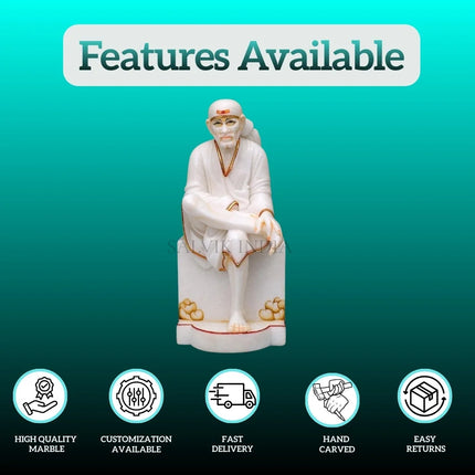 Hand-carved Sai Baba Marble statue for home temple and décor