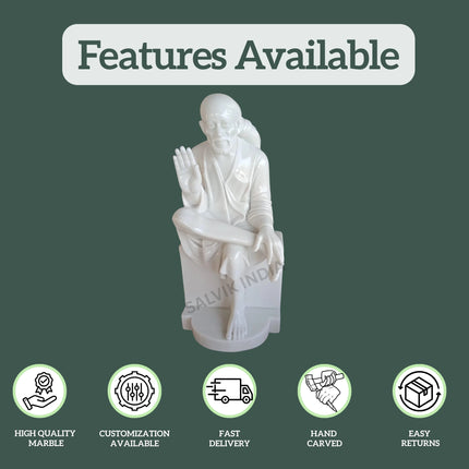 White marble Sai Baba statue for home temple