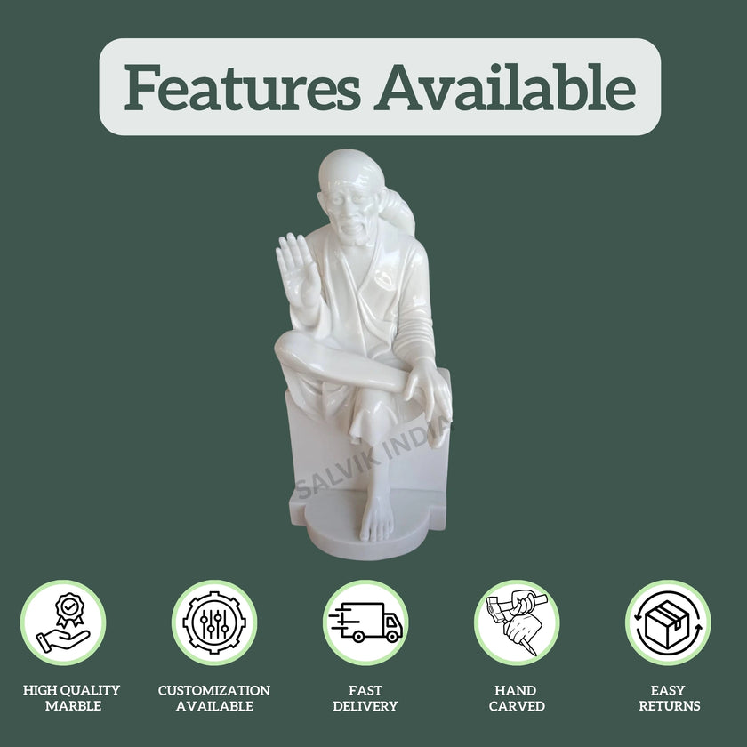 White marble Sai Baba statue for home temple
