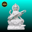 White marble Saraswati idol for home mandir handcrafted finish