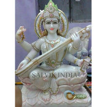 White Marble Saraswati Statue for Home Temple