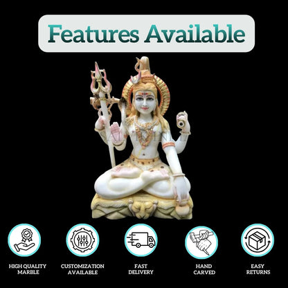 white marble shiv murti front view for home mandir