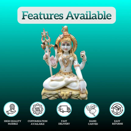 white marble shiv murti front view for home mandir