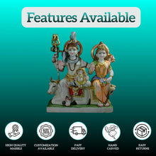 Front View of White Marble Shiv Parivar Statue