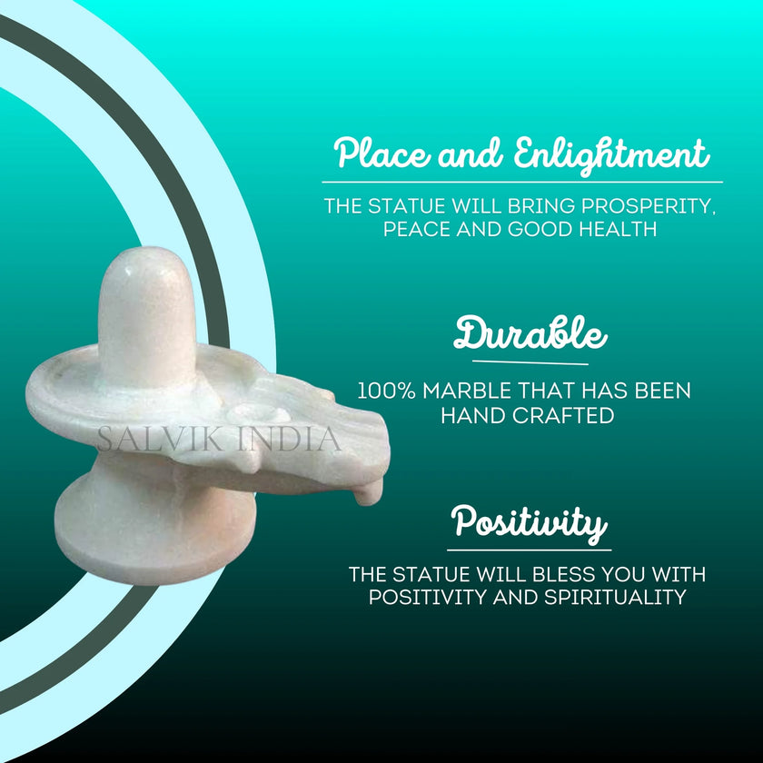 Top view of white marble shivling for shiv pooja