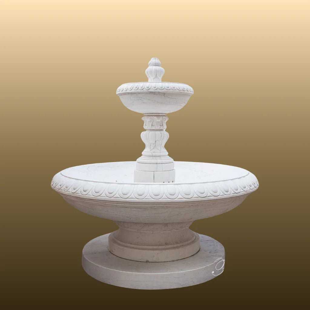 White Marble Tiered Courtyard Fountain 6ft for garden and courtyard