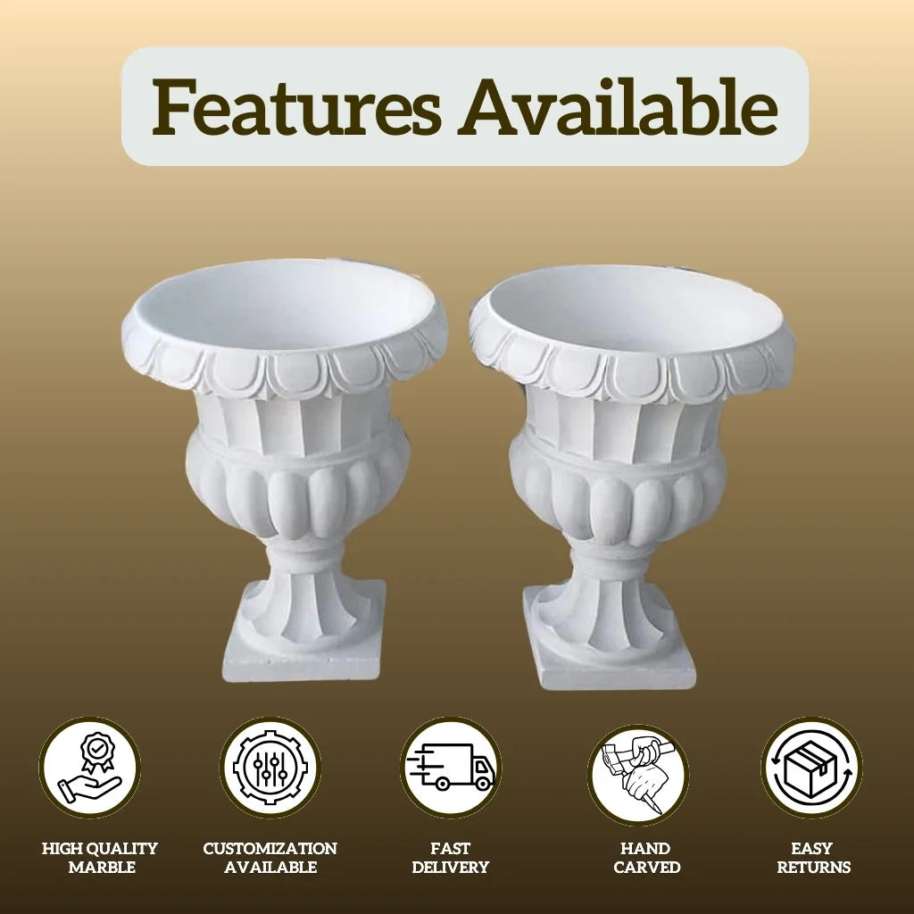 White Marble Tulsi Pot - Salvik | Marble Murti Manufacturers in India