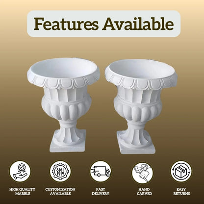 White Marble Tulsi Pot - Salvik | Marble Murti Manufacturers in India