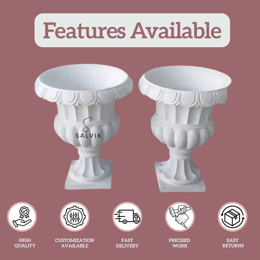 White Marble Tulsi Pot - Salvik | Marble Murti Manufacturers in India