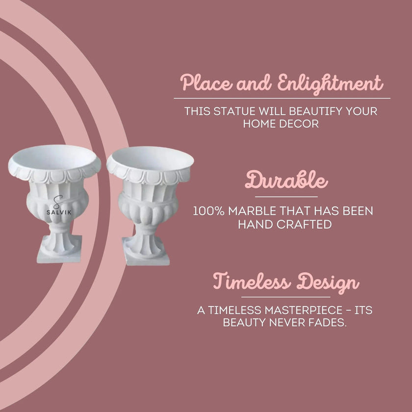 White Marble Tulsi Pot - Salvik | Marble Murti Manufacturers in India