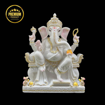 White Marble Vinayagar Idol for Home Temple