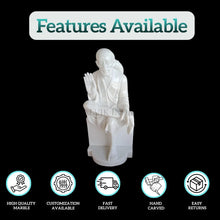 White Sai Baba marble idol close up face detailing
