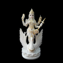 White Saraswati murti in marble for home pooja and worship