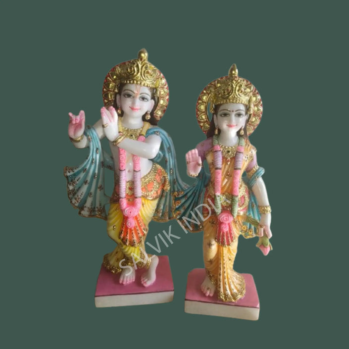2 feet Radha Krishna Statue Marble - Premium White Marble Murti